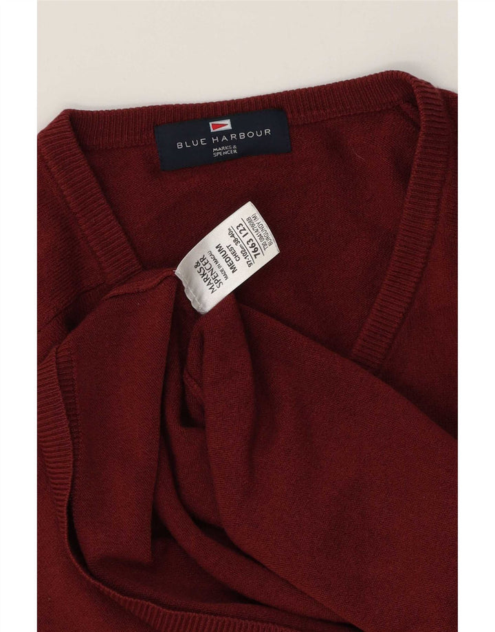Marks & Spencer Suéter tipo jersey con cuello en V azul Harbor para hombre Burdeos medio