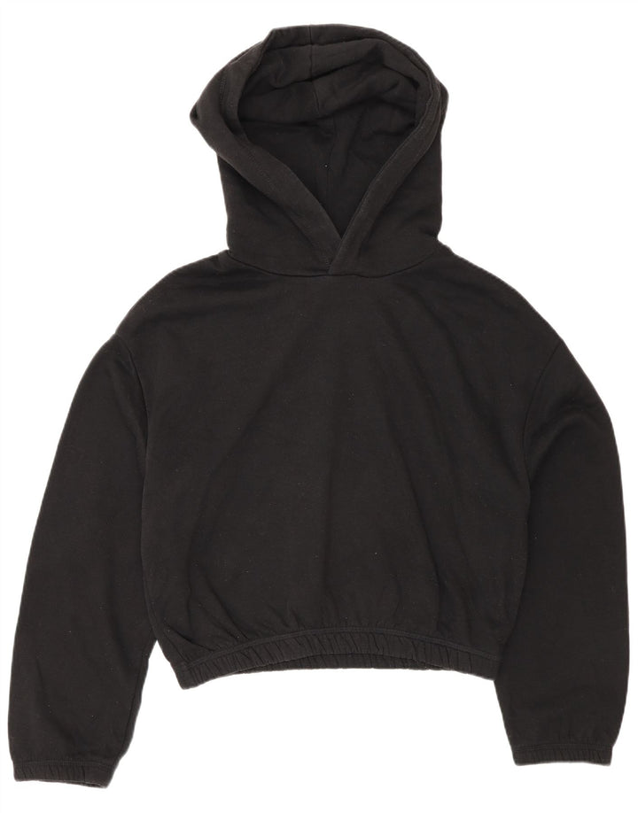 Zara Mujer Crop Sudadera con Capucha Jersey UK 40 Mediano Negro