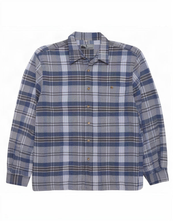 Fellini Camisa De Franela Hombre 2XL Algodón A Cuadros Azul