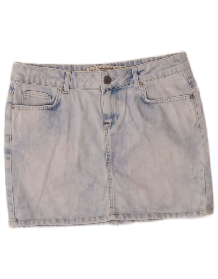 Zara Falda Vaquera Con Lavado Ácido Para Mujer EU 40 Medium W30 Algodón Azul Clásico