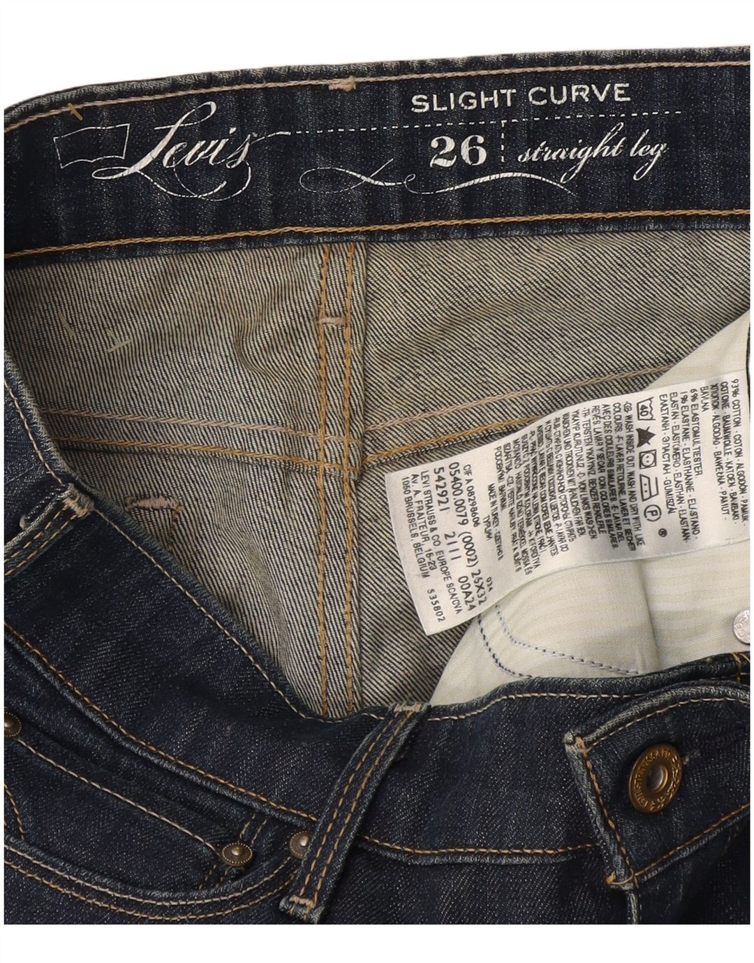Levi's Vaqueros Rectos Con Curva Ligera Para Mujer W26 L32 Algodón Azul Marino