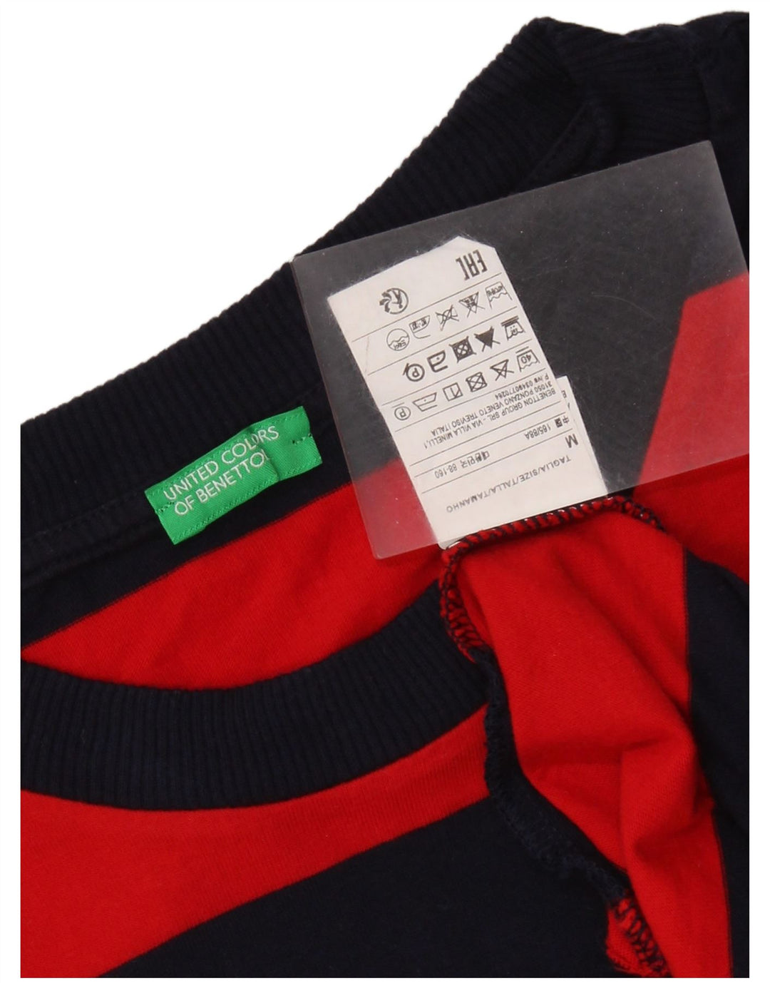 BENETTON Camiseta Hombre Top Medium Azul Marino Rayas Algodón