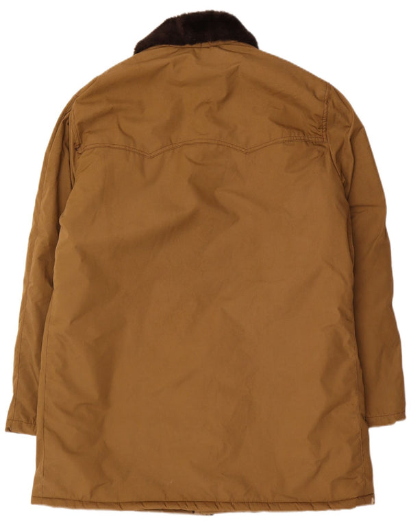 Vintage hombres Sherpa abrigo IT 52 XL algodón marrón