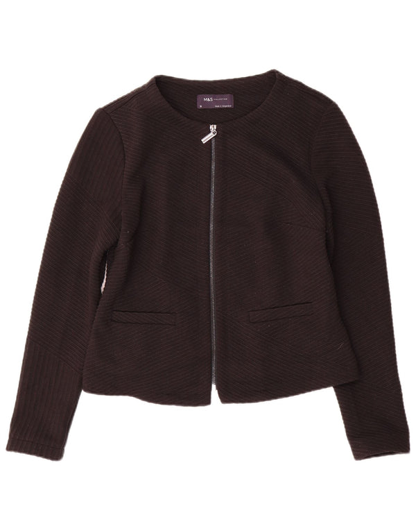 Marks & Spencer Chaqueta tipo blazer con cremallera completa para mujer UK 10 Small Black Stripes