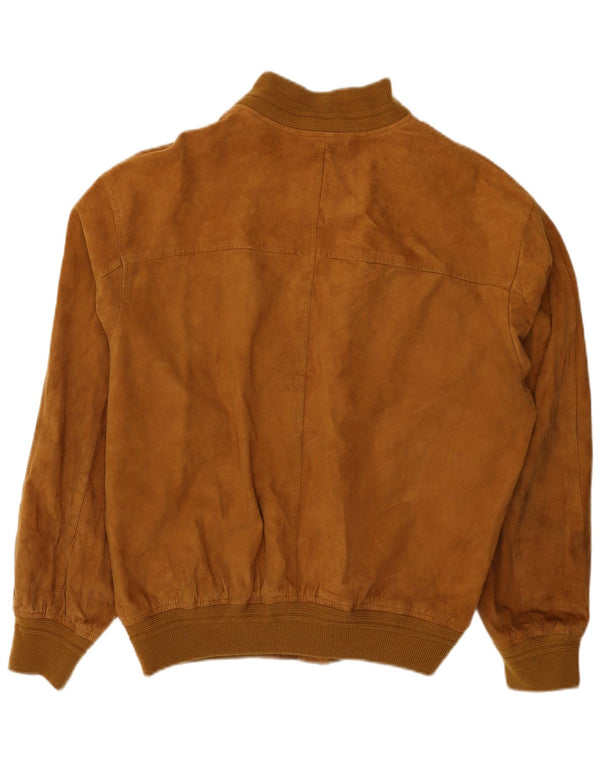 VINTAGE Chaqueta bomber de ante para hombre IT 50 Cuero marrón grande