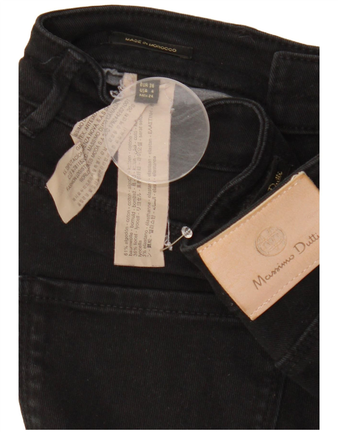 MASSIMO DUTTI Vaqueros pitillo para mujer EU 36 XS W26 L28 Negro Algodón