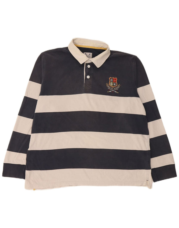 Crew Clothing Polo de rugby de manga larga para hombre, talla 2XL, color azul marino a rayas
