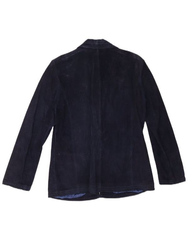 Andrea Mare Chaqueta de ante para mujer UK 44 Cuero azul marino mediano