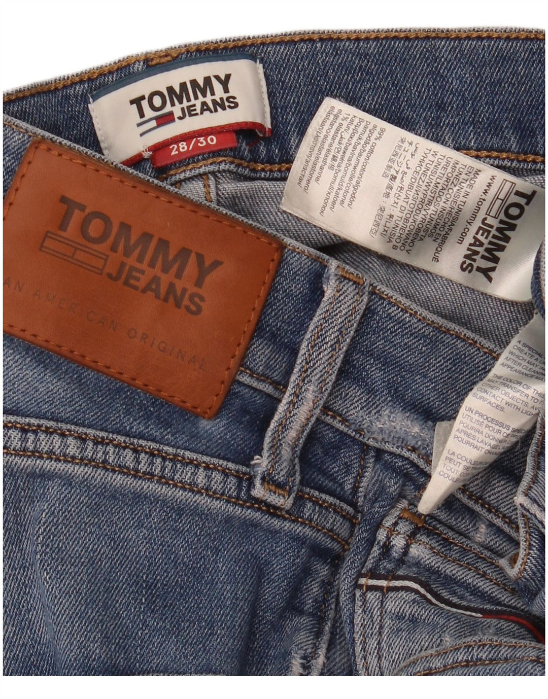 Tommy Hilfiger Vaqueros ajustados desgastados para hombre W28 L30 Algodón azul
