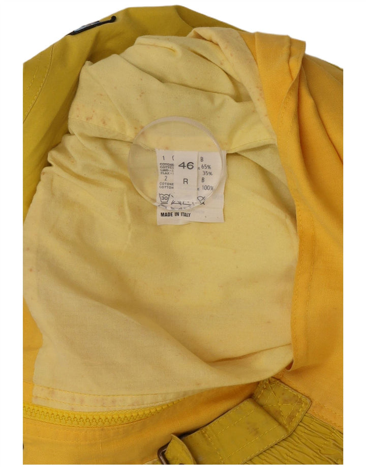 Vintage hombres bomber chaqueta IT 46 pequeño amarillo colorblock algodón