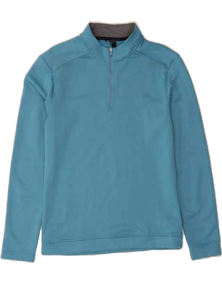 ADIDAS Mens Zip Neck Sweatshirt Jumper Small Blue Polyester Vintage Adidas and Second-Hand Adidas from Messina Hembry 