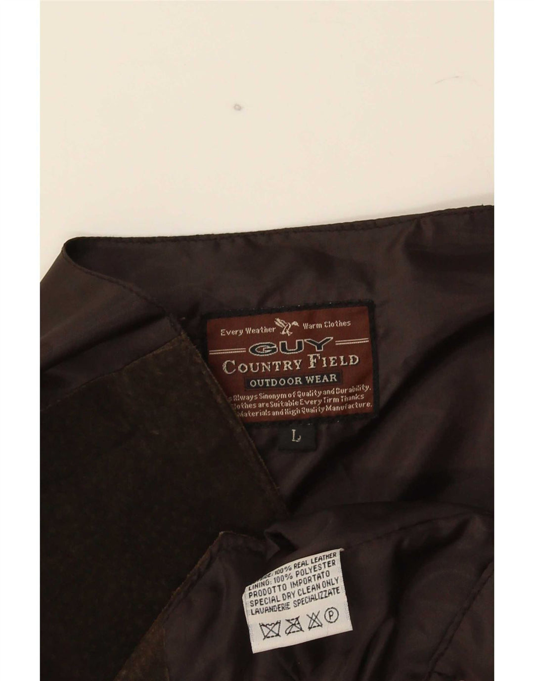 Vintage hombres ante chaleco grande cuero marrón