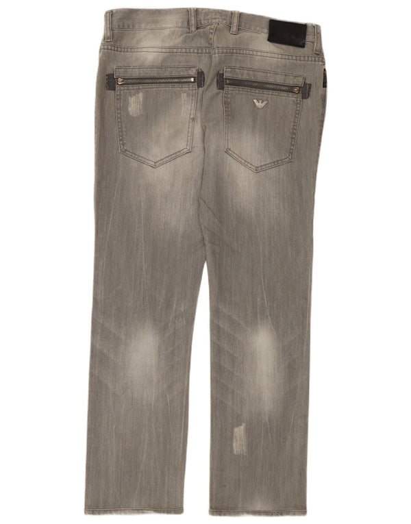 Armani Jeans rectos desgastados para hombre W32 L29 Algodón gris