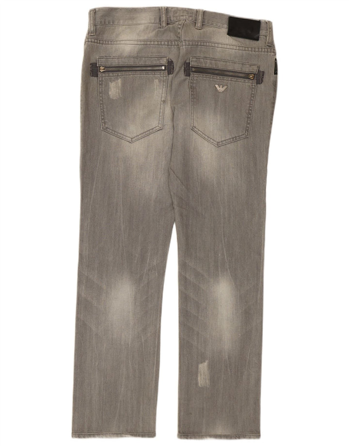 Armani Jeans rectos desgastados para hombre W32 L29 Algodón gris
