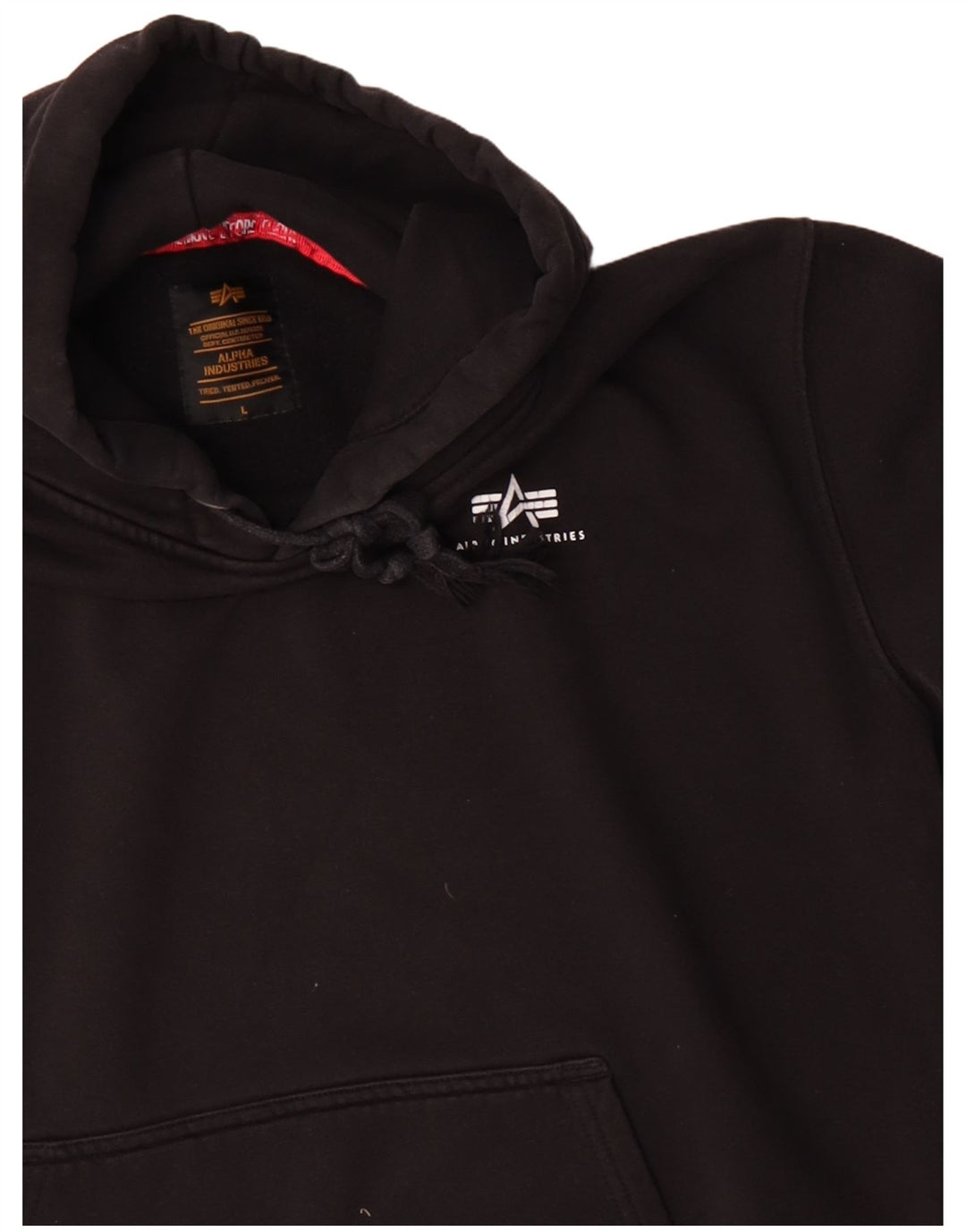 Alpha Industries - Sudadera con capucha para hombre, talla grande, algodón negro