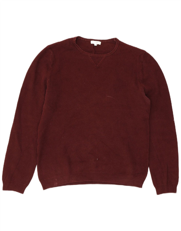 Jersey de cuello redondo REISS Hombre Algodón granate medio