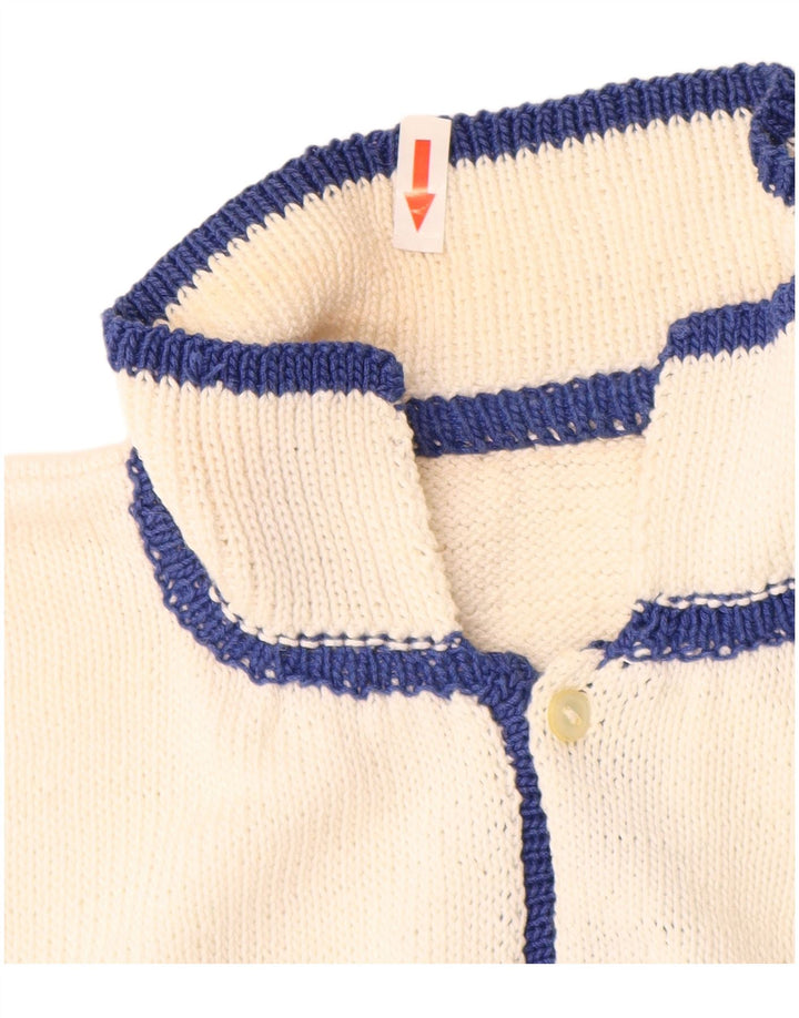 Vintage hombres polo cuello jersey suéter medio blanco geométrico