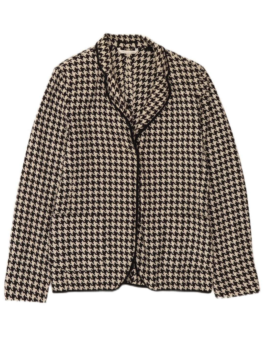 Max Mara Chaqueta Blazer para Mujer UK 10 Small Black Houndstooth Wool