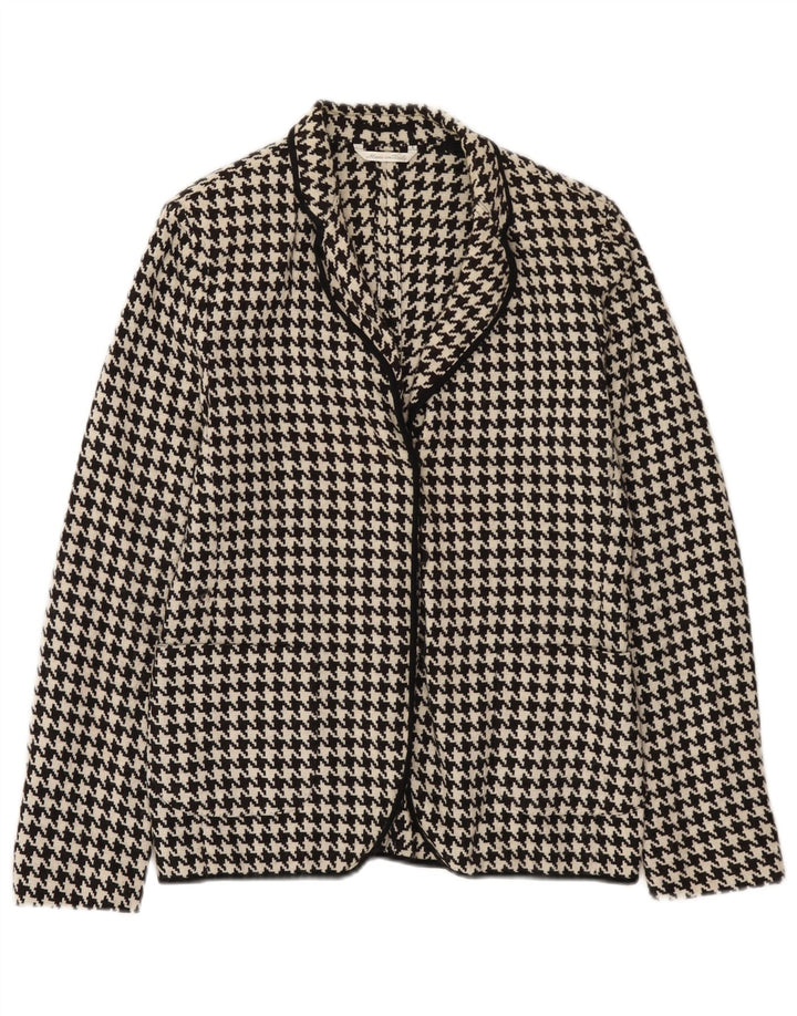 Max Mara Chaqueta Blazer para Mujer UK 10 Small Black Houndstooth Wool