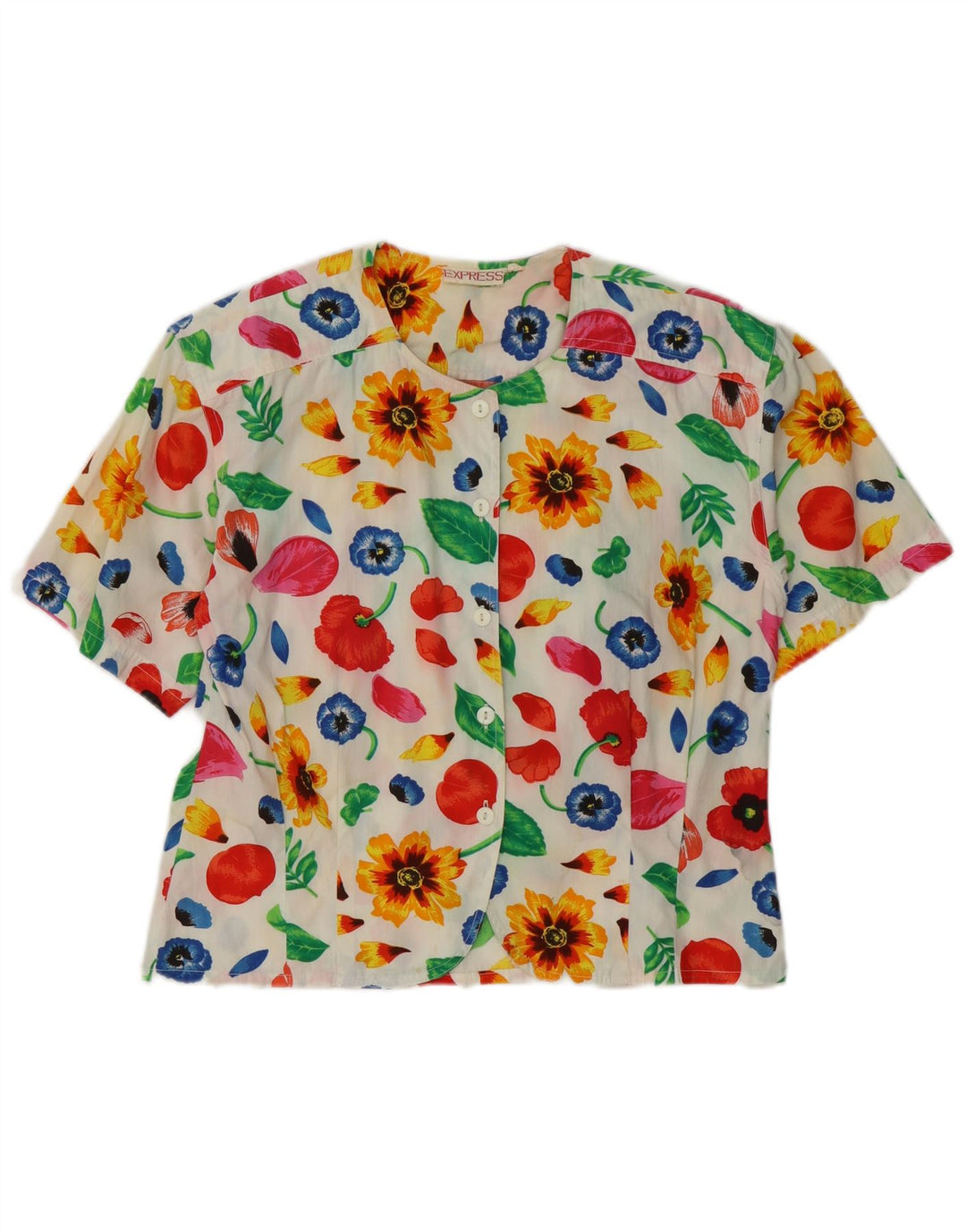 Express Blusa de manga corta para mujer UK 44 Medium White Floral