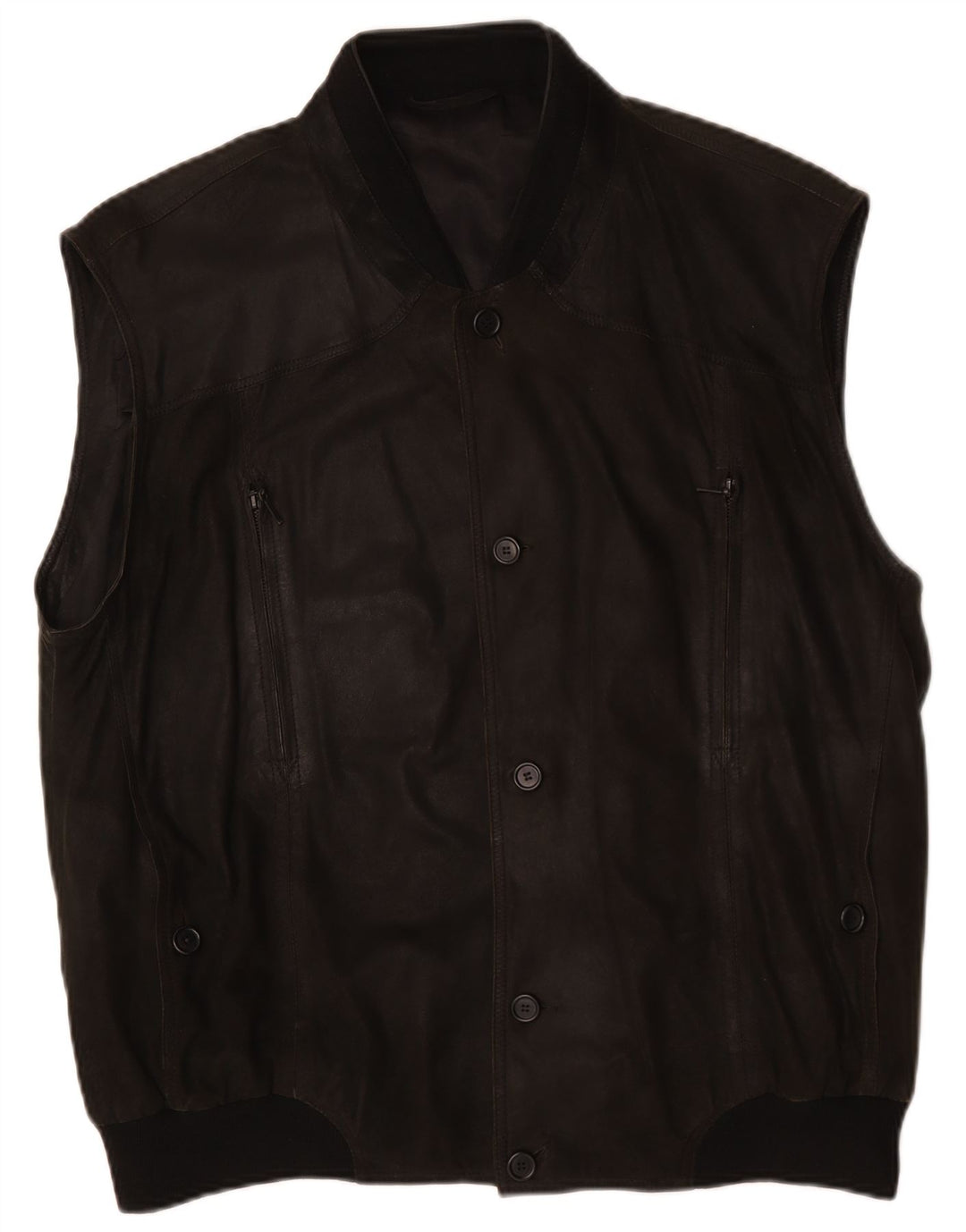 Striwa Chaleco de cuero para hombre IT 58 4XL Cuero negro