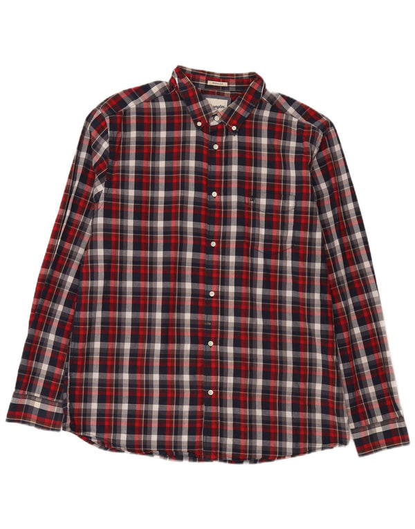 Wrangler Camisa De Franela Hombre XL Algodón A Cuadros Rojo