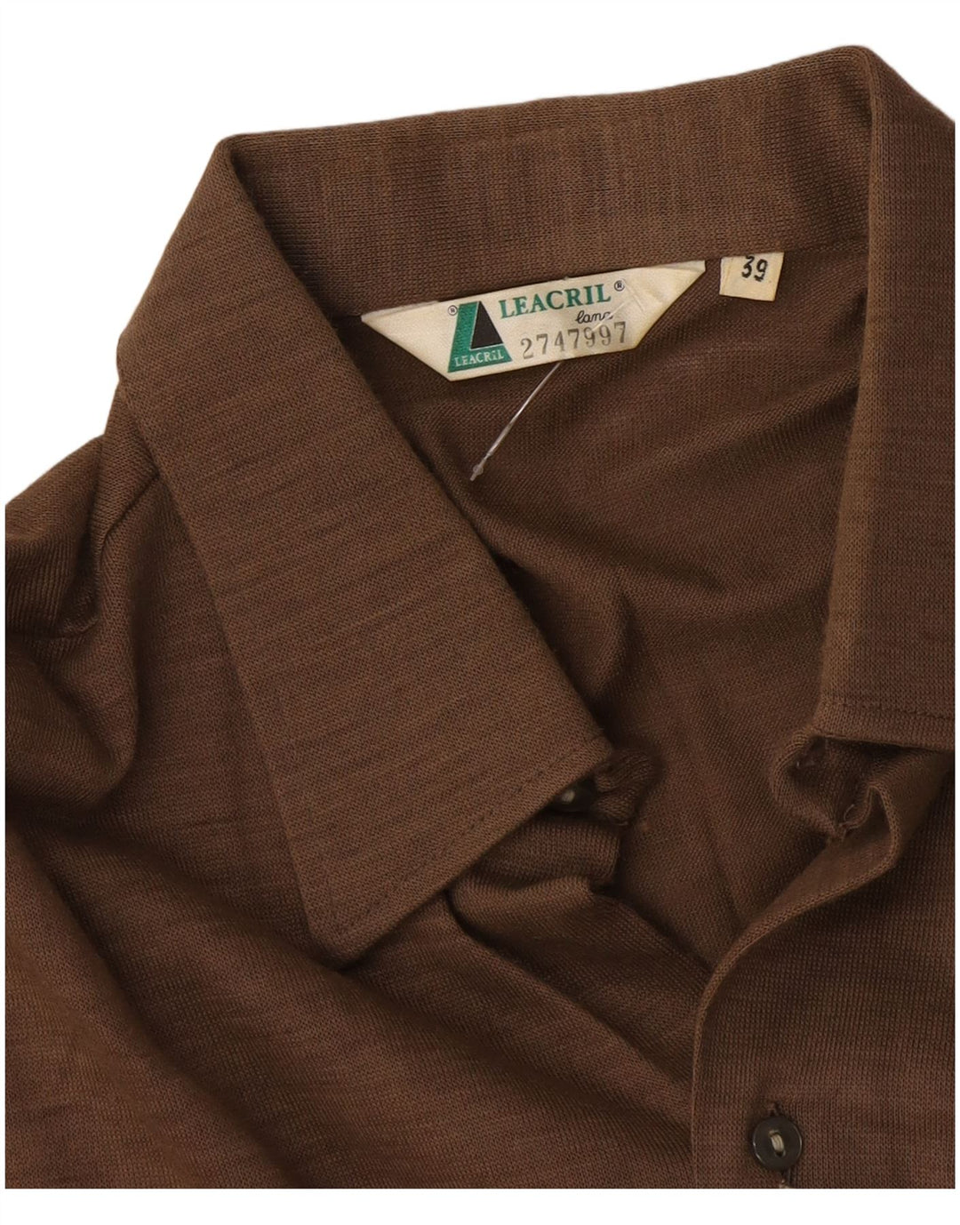 Camisa vintage para hombre talla 39 lana marrón medio