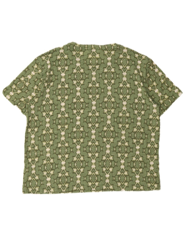 Marks & Spencer Camiseta para mujer Top UK 46 Grande Verde Algodón geométrico