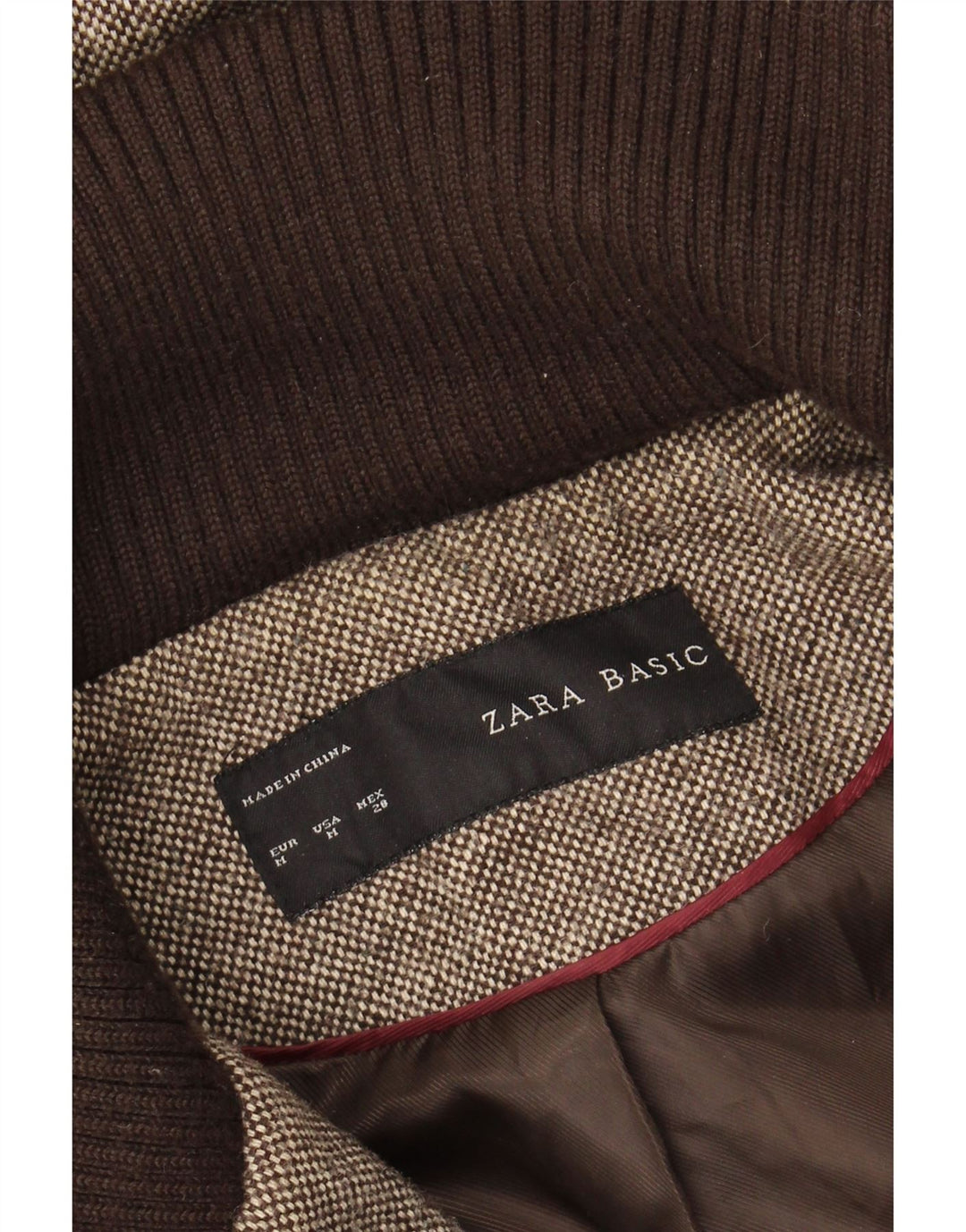 ZARA Womens Hooded Overcoat UK 14 Medium Brown Flecked Vintage Zara and Second-Hand Zara from Messina Hembry 