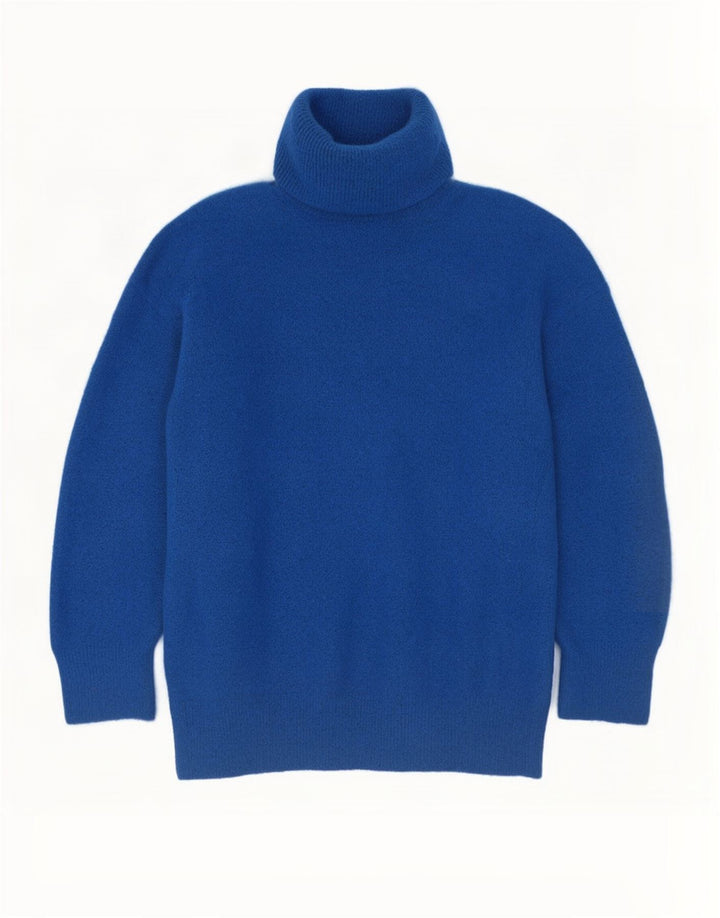 Zara Mujer Jersey De Cuello Alto De Gran Tamaño UK 44 Acrílico Azul Medio