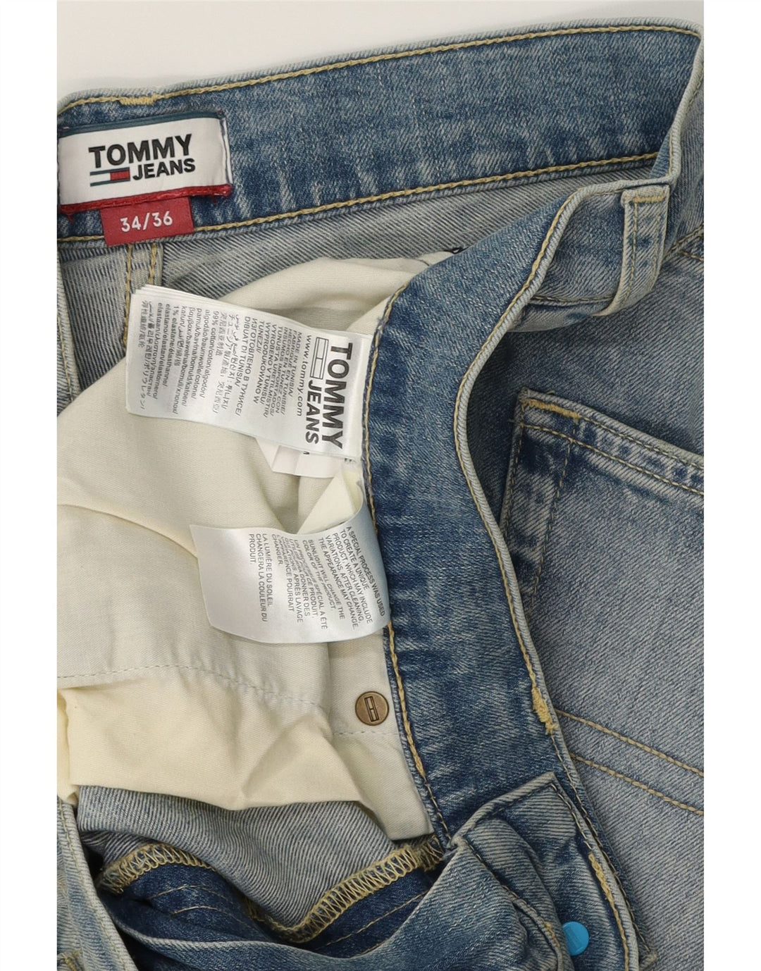 TOMMY HILFIGER Vaqueros rectos para hombre W34 L36 Algodón azul