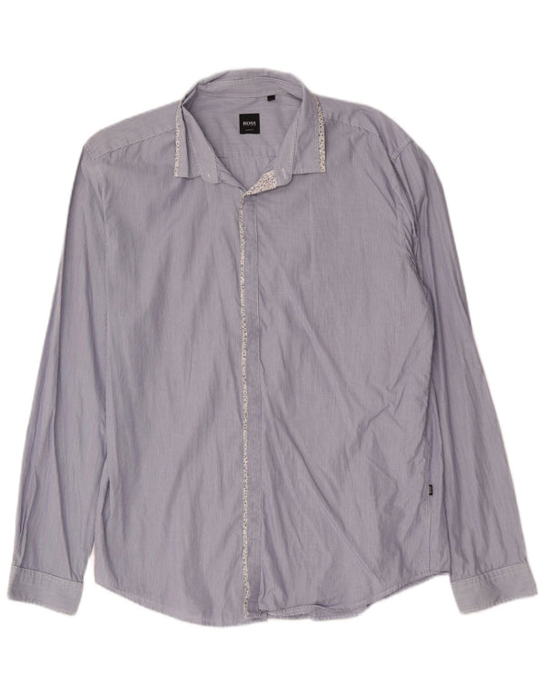 Camisa Hugo Boss Hombre Slim Fit XL Algodón Azul Rayas