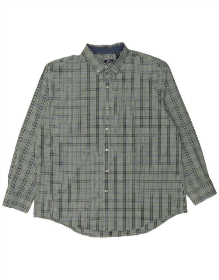 IZOD Camisa de hombre 2XL Algodón a cuadros verdes