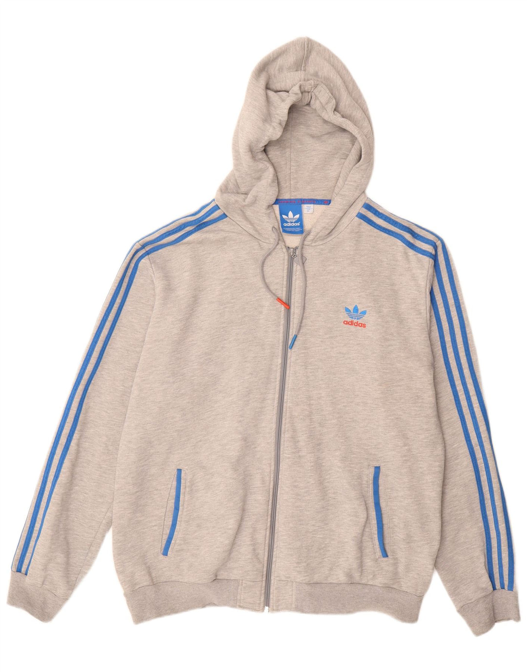 ADIDAS Sudadera con capucha y cremallera para hombre XL Algodón gris