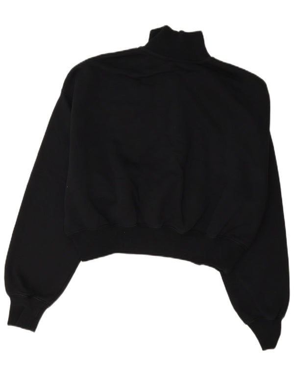 Nike Mujer Oversize Crop Zip Neck Sudadera Jumper UK 10 Small Negro