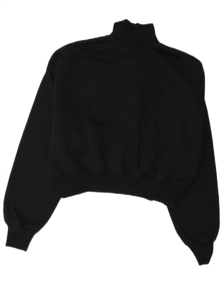 Nike Mujer Oversize Crop Zip Neck Sudadera Jumper UK 10 Small Negro