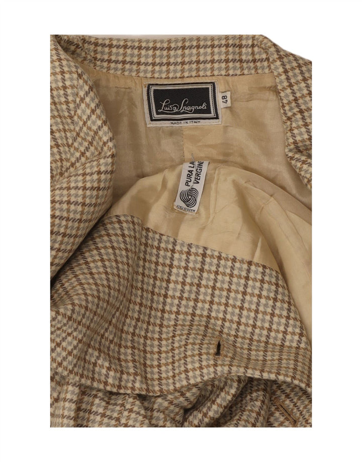 Luisa Spagnoli Chaqueta Blazer de 2 Botones para Mujer IT 48 XL Pata de Gallo Beige