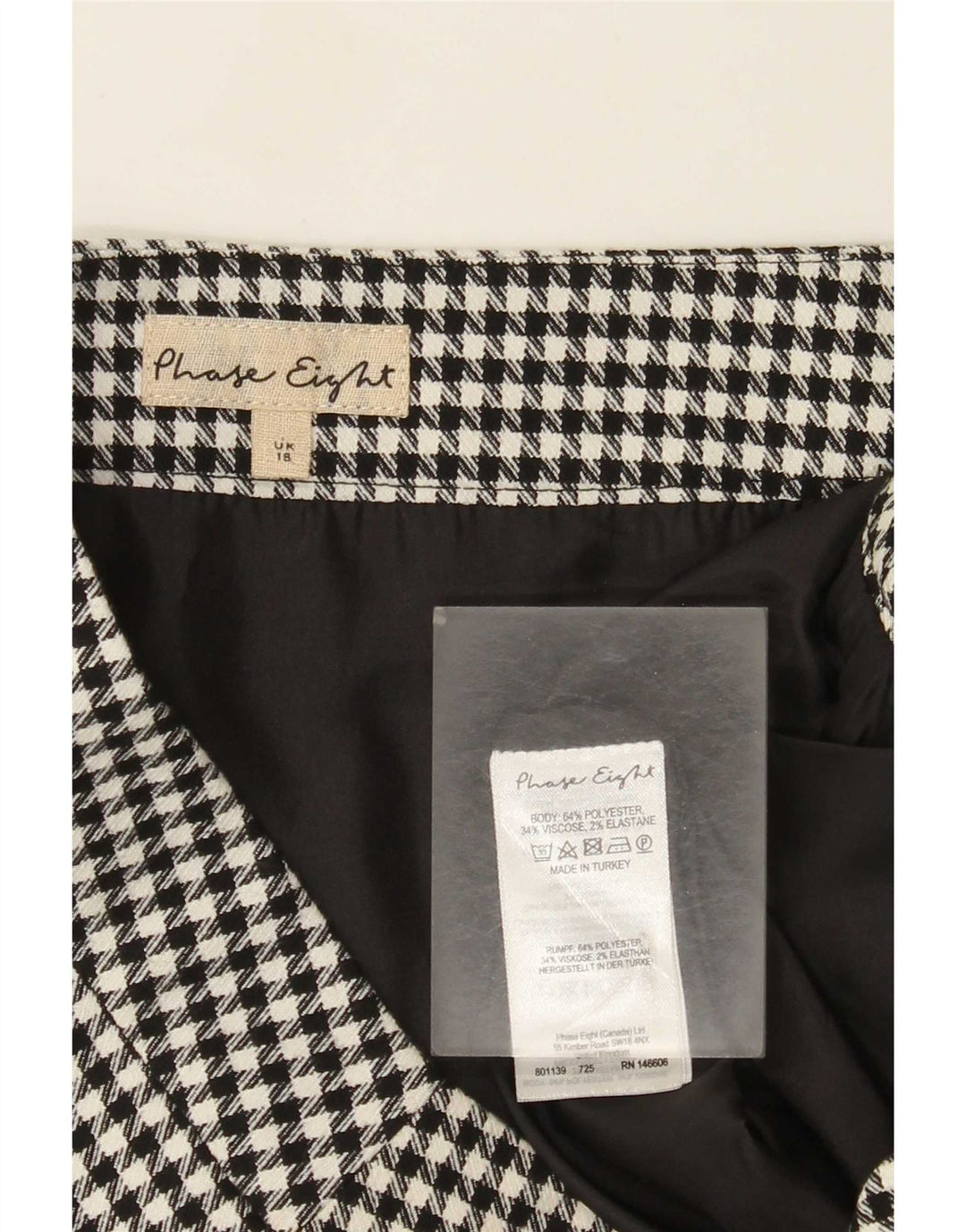 Minifalda para mujer Phase Eight ES 40 XL W38 Poliéster de pata de gallo negro