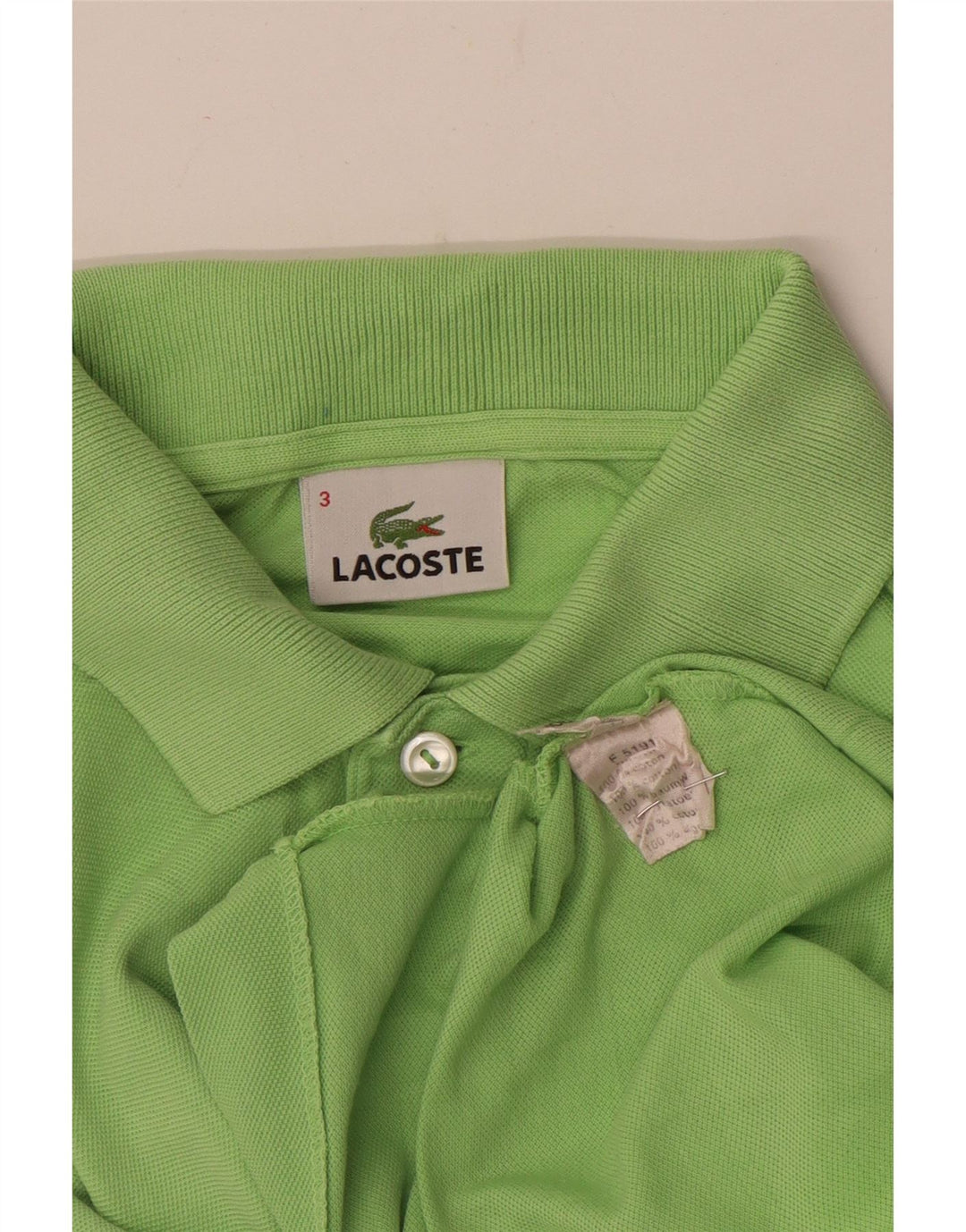 Polo Lacoste para hombre talla 3 pequeño algodón verde