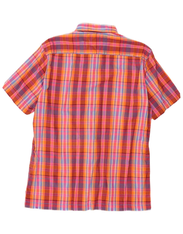 Camisa Tommy Hilfiger de manga corta de algodón a cuadros rojos medianos para hombre