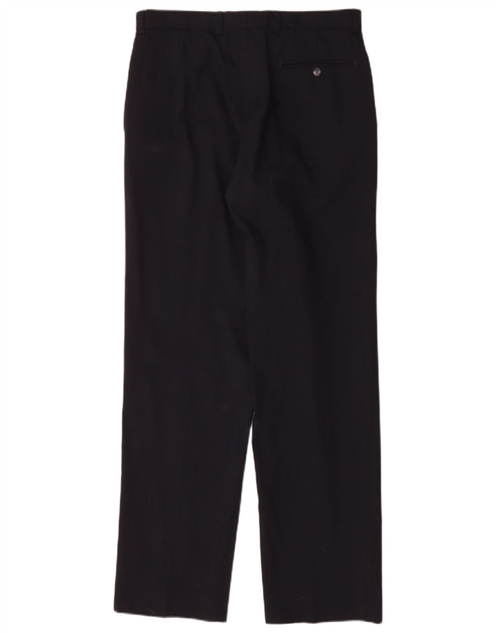Marks & Spencer Pantalones casuales rectos para hombre W32 L33 Lana azul marino