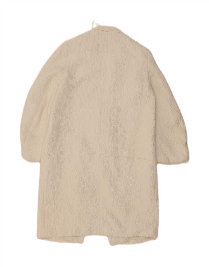 Zara Mujer Abrigo UK 40 Medio Off White Poliéster