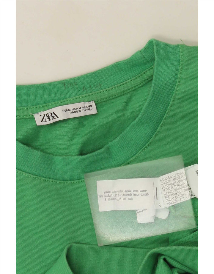 Zara Hombre Camiseta Top Algodón Verde Medio