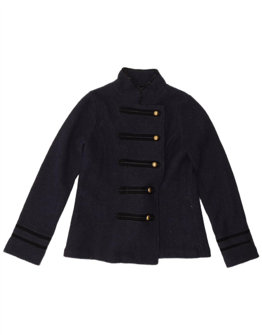 Zara Chaqueta Blazer De 5 Botones para Mujer UK 46 Grande Lana Azul Marino