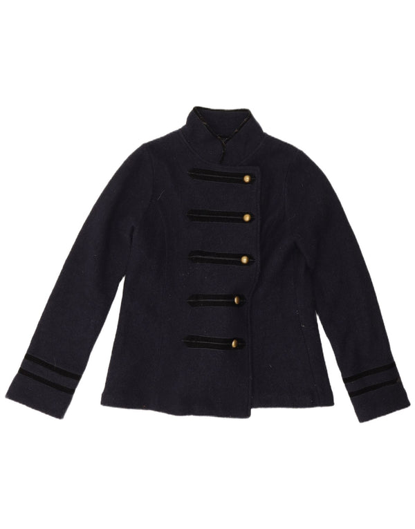 Zara Chaqueta Blazer De 5 Botones para Mujer UK 46 Grande Lana Azul Marino