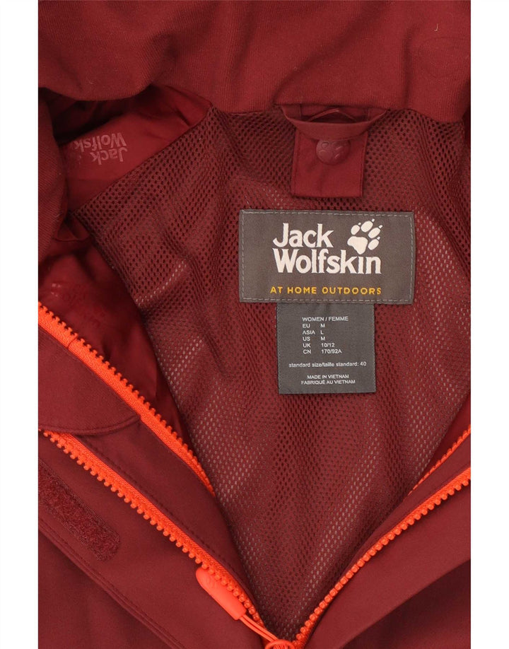 Jack Wolfskin Chaqueta impermeable para mujer UK 10/12 Medium Borgoña Colorblock