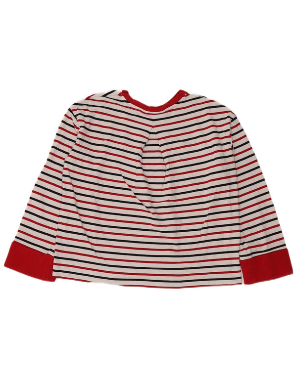 Tommy Hilfiger Top corto extragrande de manga larga para mujer UK 6 XS Blanco a rayas