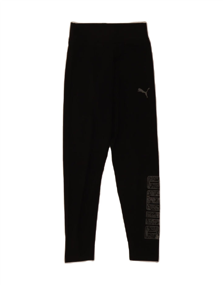 PUMA Girls Graphic Leggings 9-10 Years Medium Black Cotton Vintage Puma and Second-Hand Puma from Messina Hembry 