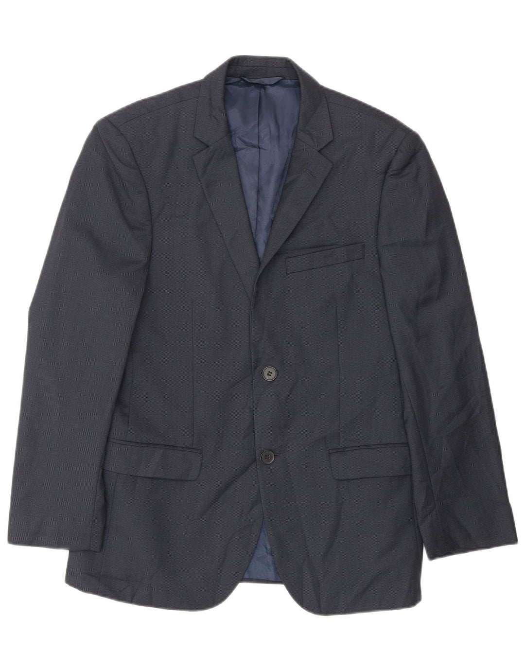 Dkny Chaqueta tipo blazer ajustada con 2 botones para hombre EU 46 Small Lana azul marino