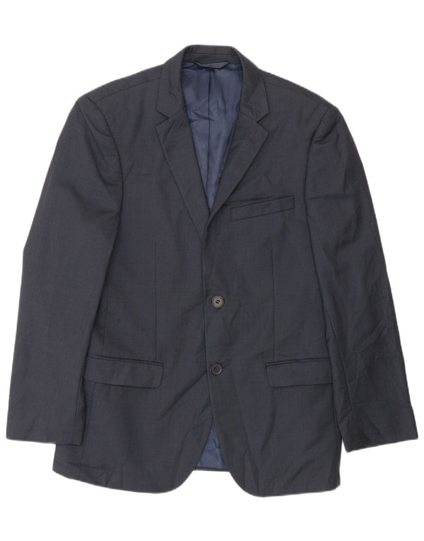 Dkny Chaqueta tipo blazer ajustada con 2 botones para hombre EU 46 Small Lana azul marino